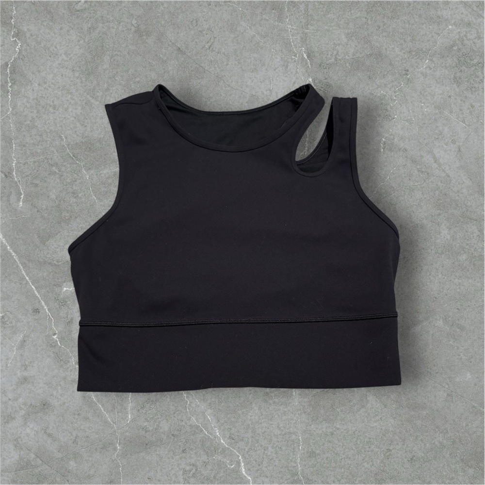 Women’s Asymmetric Cutout Crop Tank Top - Black